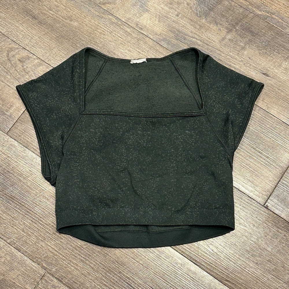 Gymshark Adapt Fleck Seamless Crop Top - Victory Green/Unit Green Large